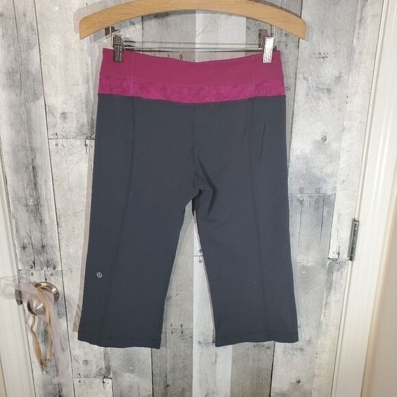Lululemon gray raspberry groove crop pants 6 - Picture 5 of 7